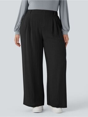 HALARA Wide-Leg Black Pull-On Trousers